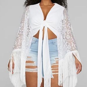 Angelica fringe front tie crop top -Fashion to Figure